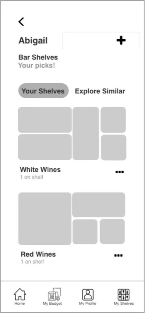 Wireframe of the My Shelf feature